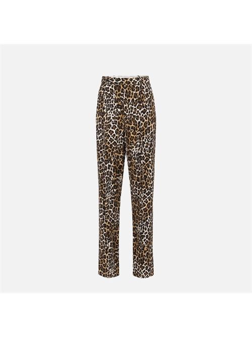 Pantalone dritto in crêpe animalier con doppie pinces ELISABETTA FRANCHI | PA05547E247E2B85